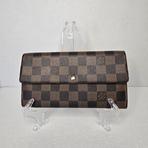 Louis Vuitton Long Damier Portefeuille Sara Ebene Brown Wallet